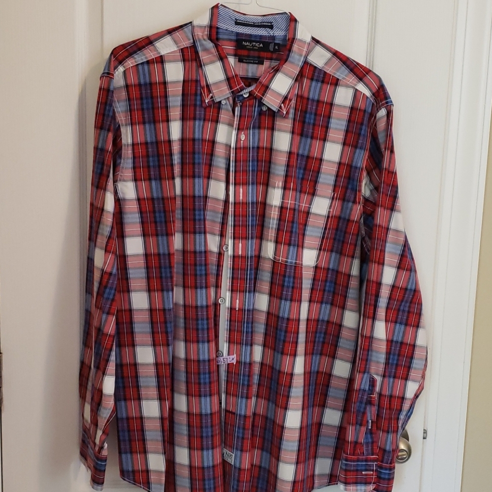 Men's Nautica Plaid Button Down Classic Fit XL